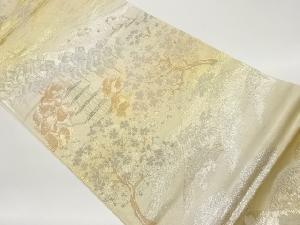 山並に桜・寺院模様織出し袋帯